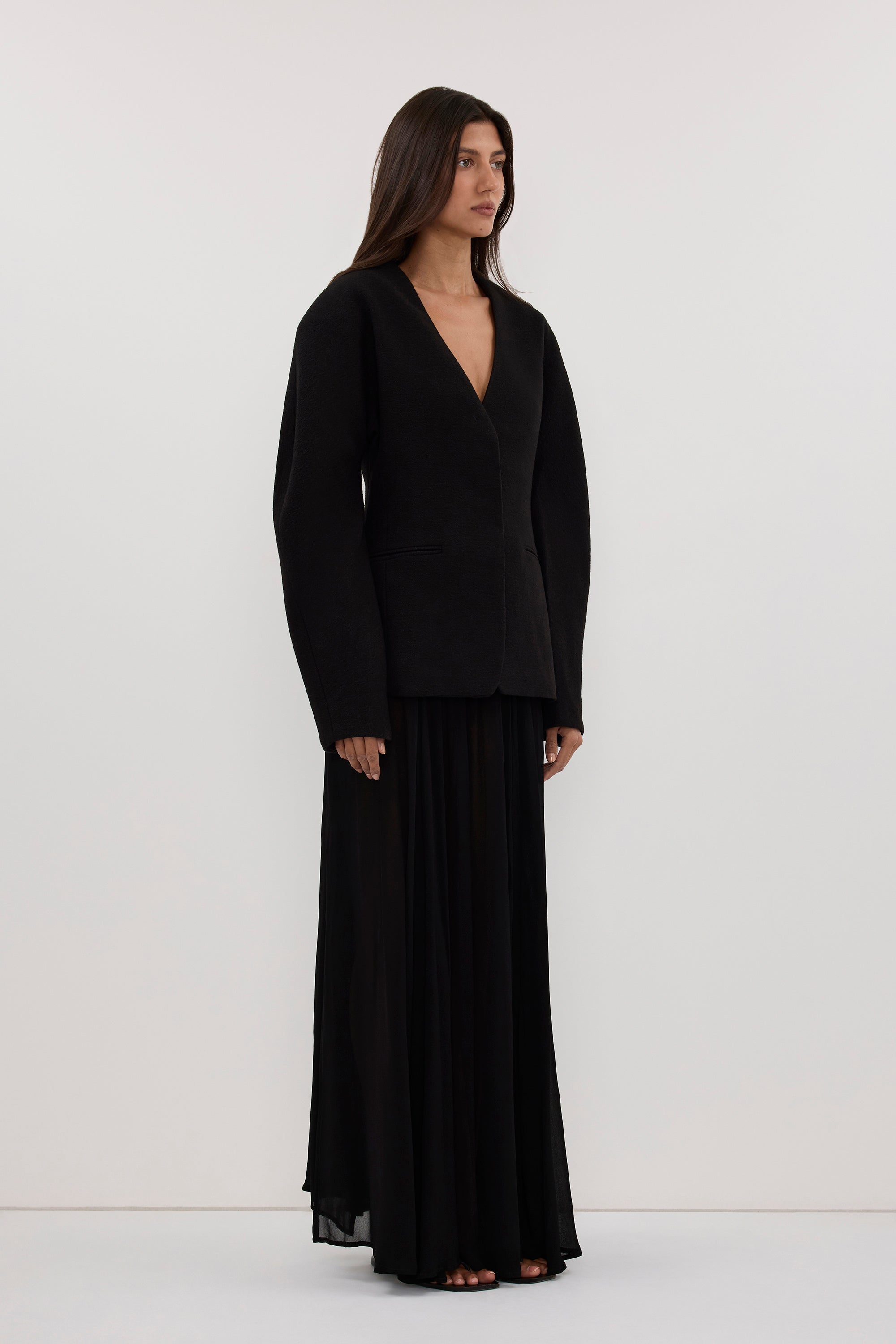 BOBBI BLACK BOUCLE COCOON BLAZER