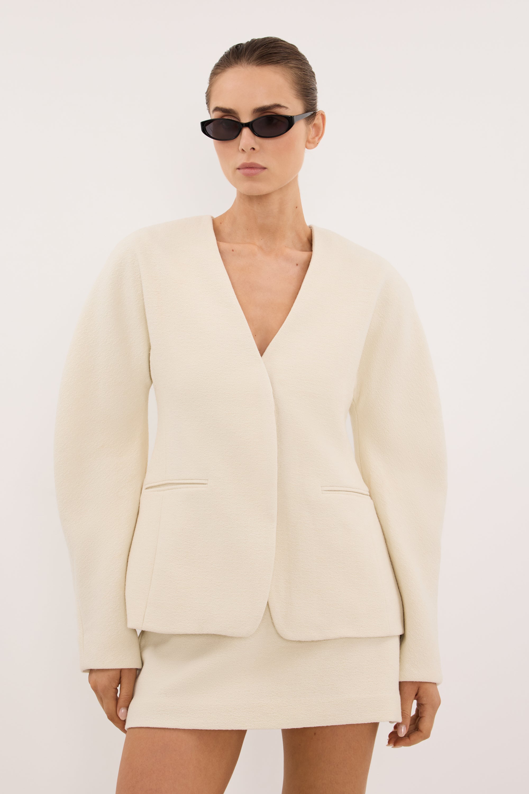 BOBBI CREAM BOUCLE COCOON BLAZER