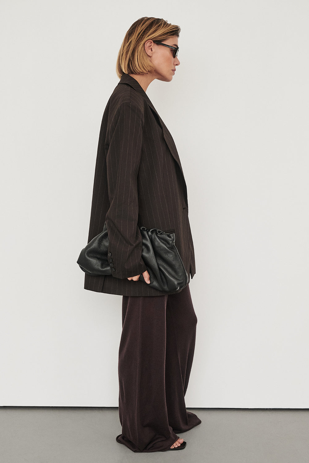 SIAN PEAT CHOC STRIPE OVERSIZED BLAZER
