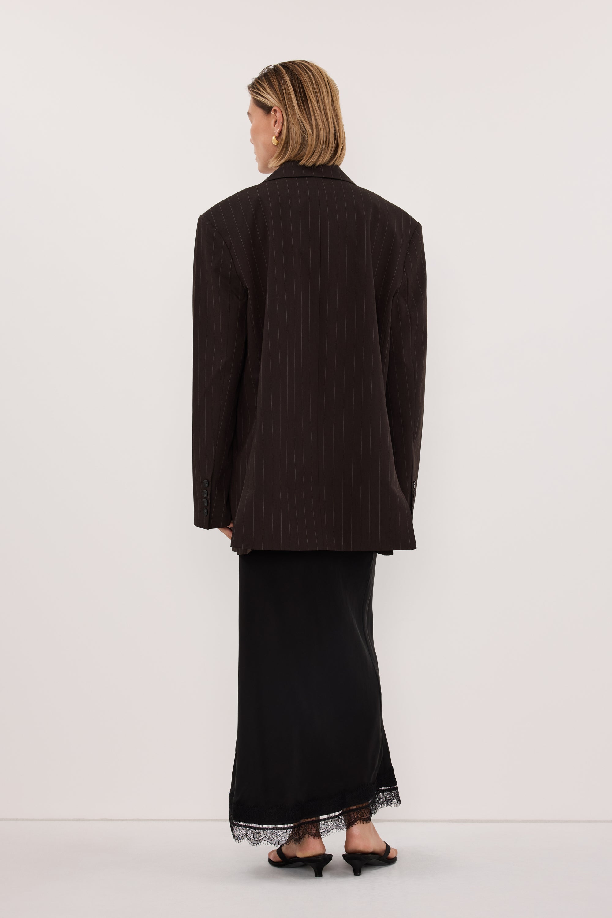 SIAN PEAT CHOC STRIPE OVERSIZED BLAZER
