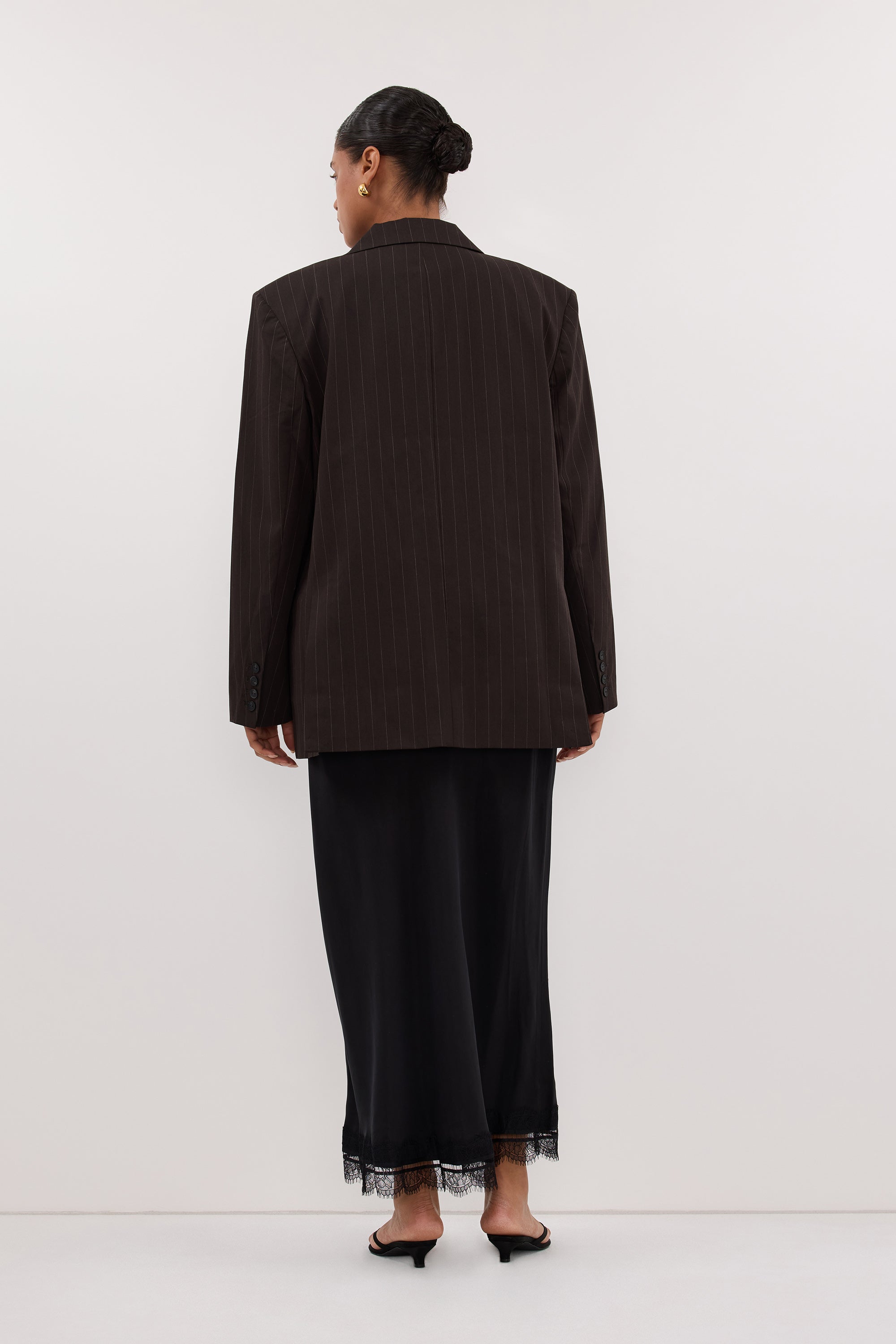 SIAN PEAT CHOC STRIPE OVERSIZED BLAZER