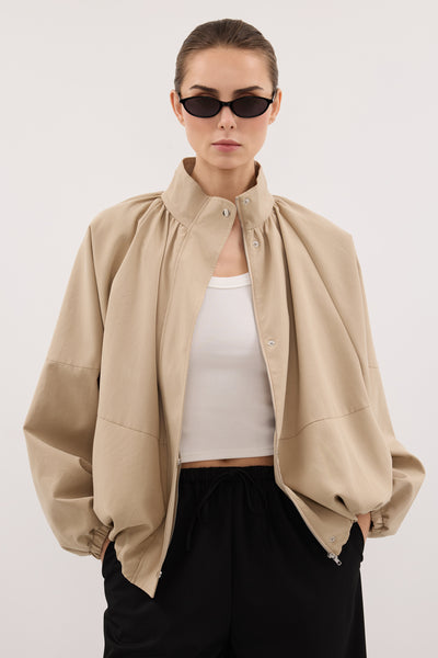 Stas wearing OAKLEE STONE BATWING LIGHTWEIGHT JACKET