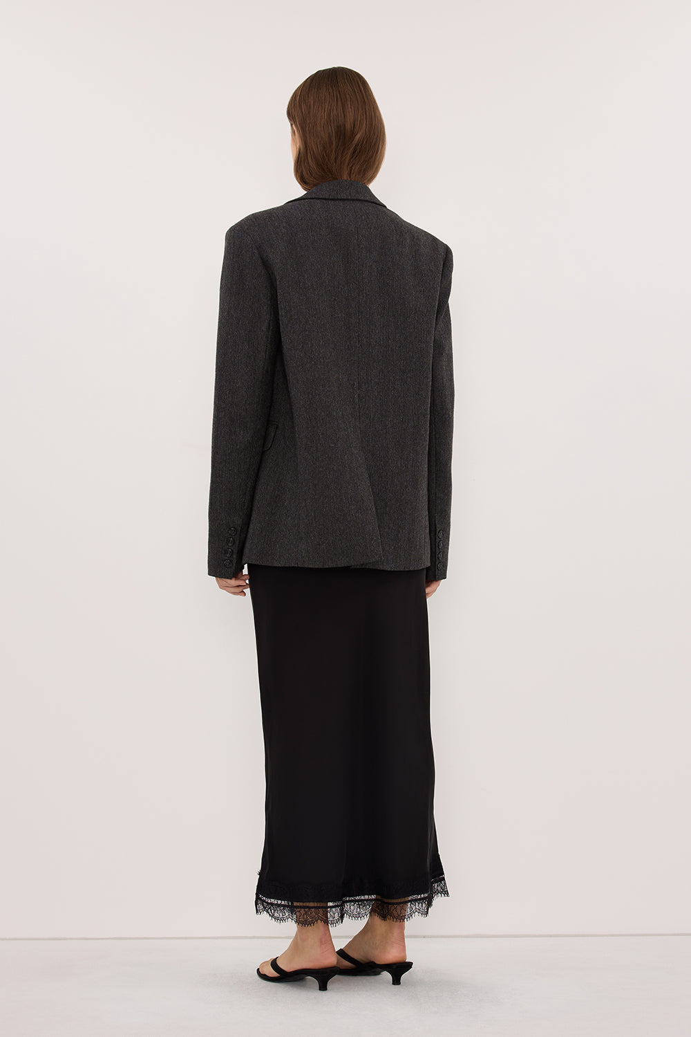 SOFIA DARK GREY OVERSIZED TEXTURED BLAZER