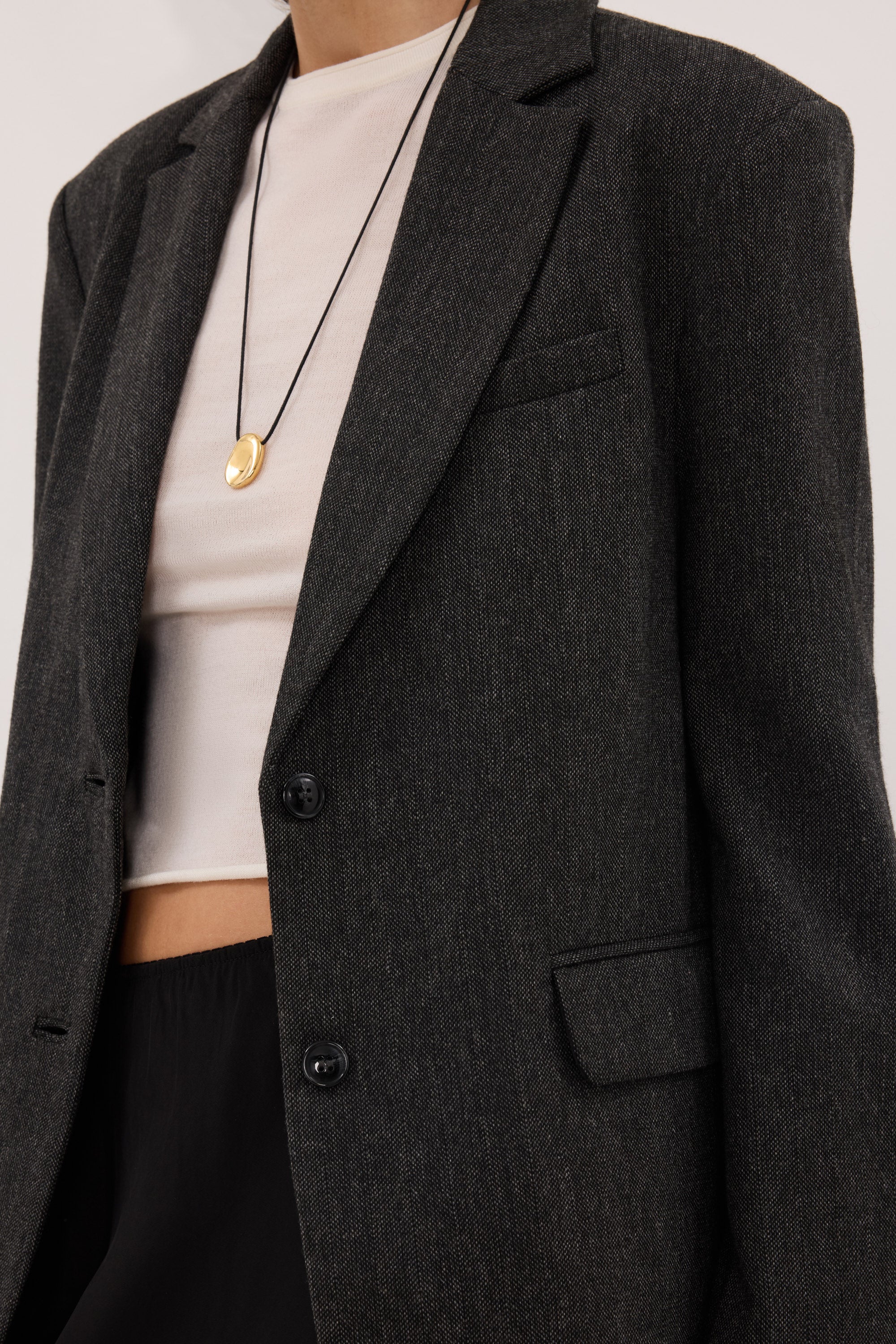 SOFIA DARK GREY OVERSIZED TEXTURED BLAZER