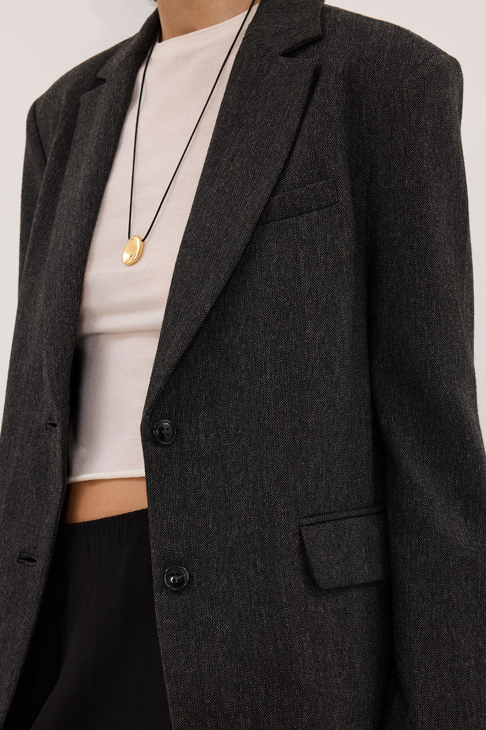 SOFIA DARK GREY OVERSIZED TEXTURED BLAZER