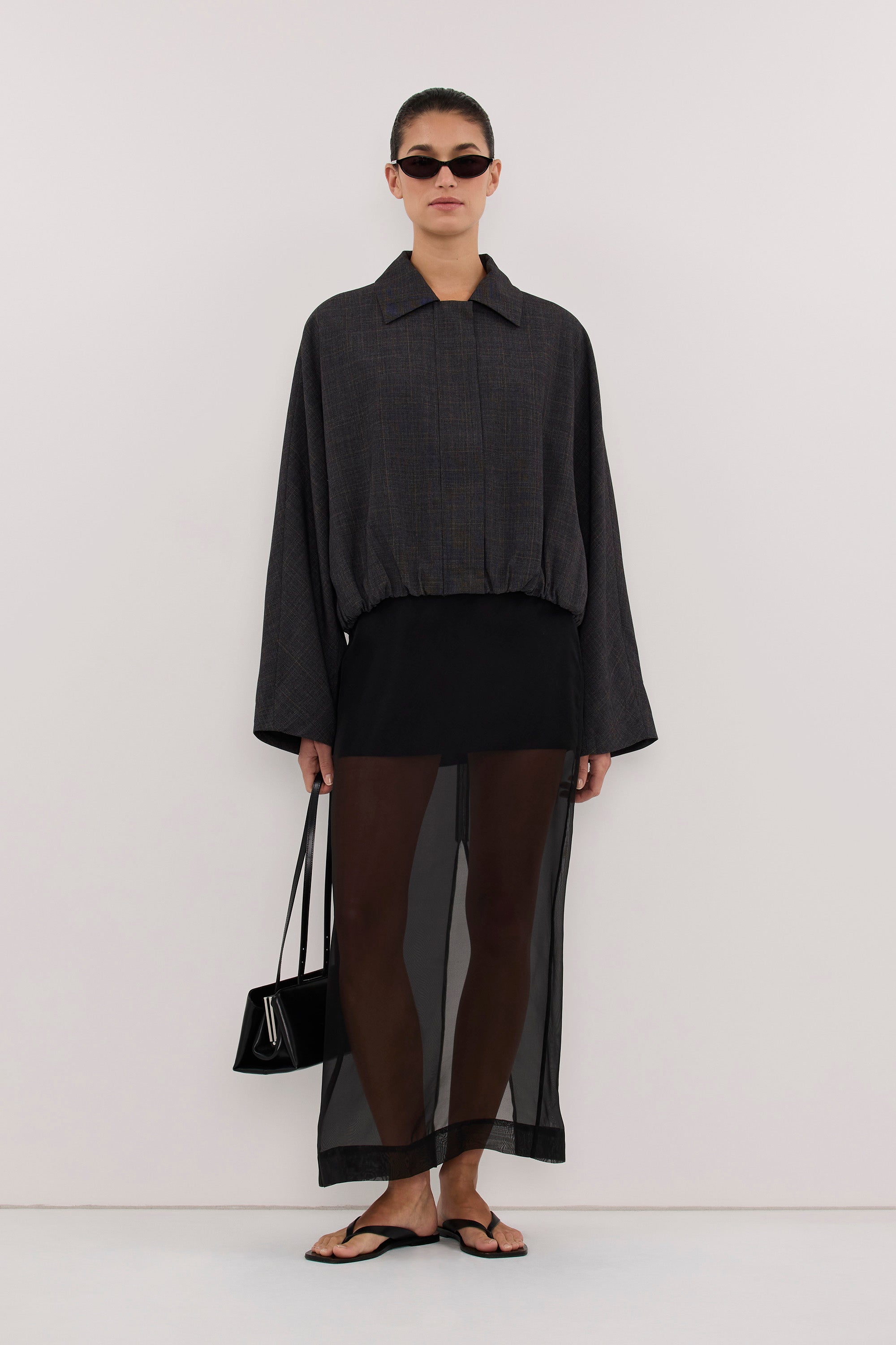 MARCO GREY PLAID BOMBER JACKET