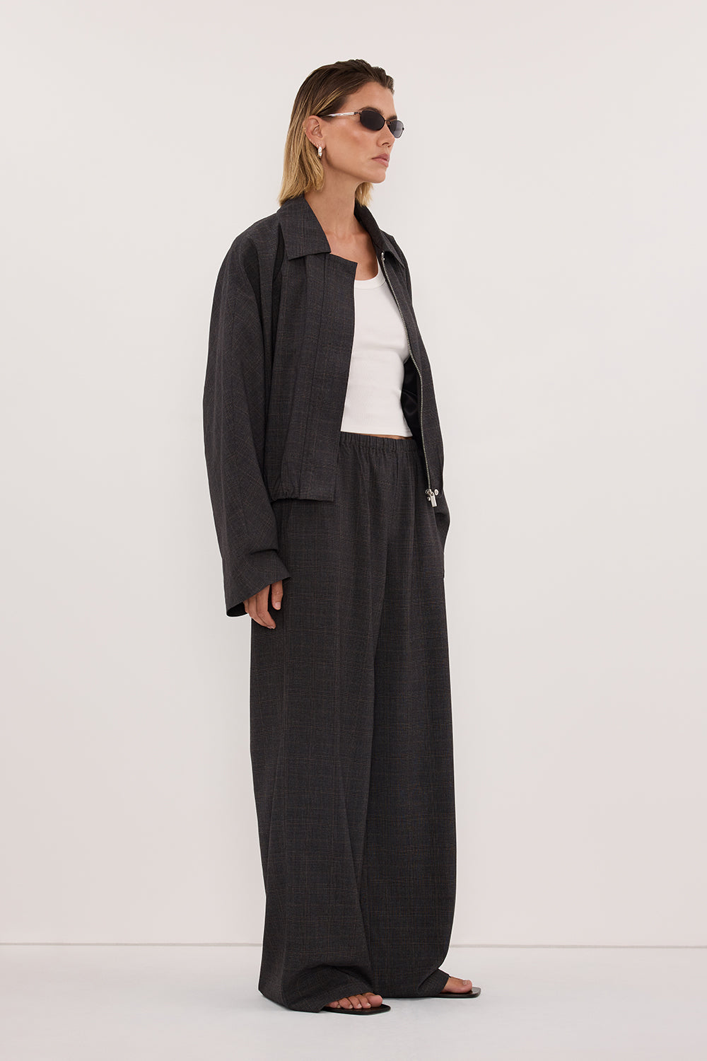 MARCO GREY PLAID BOMBER JACKET