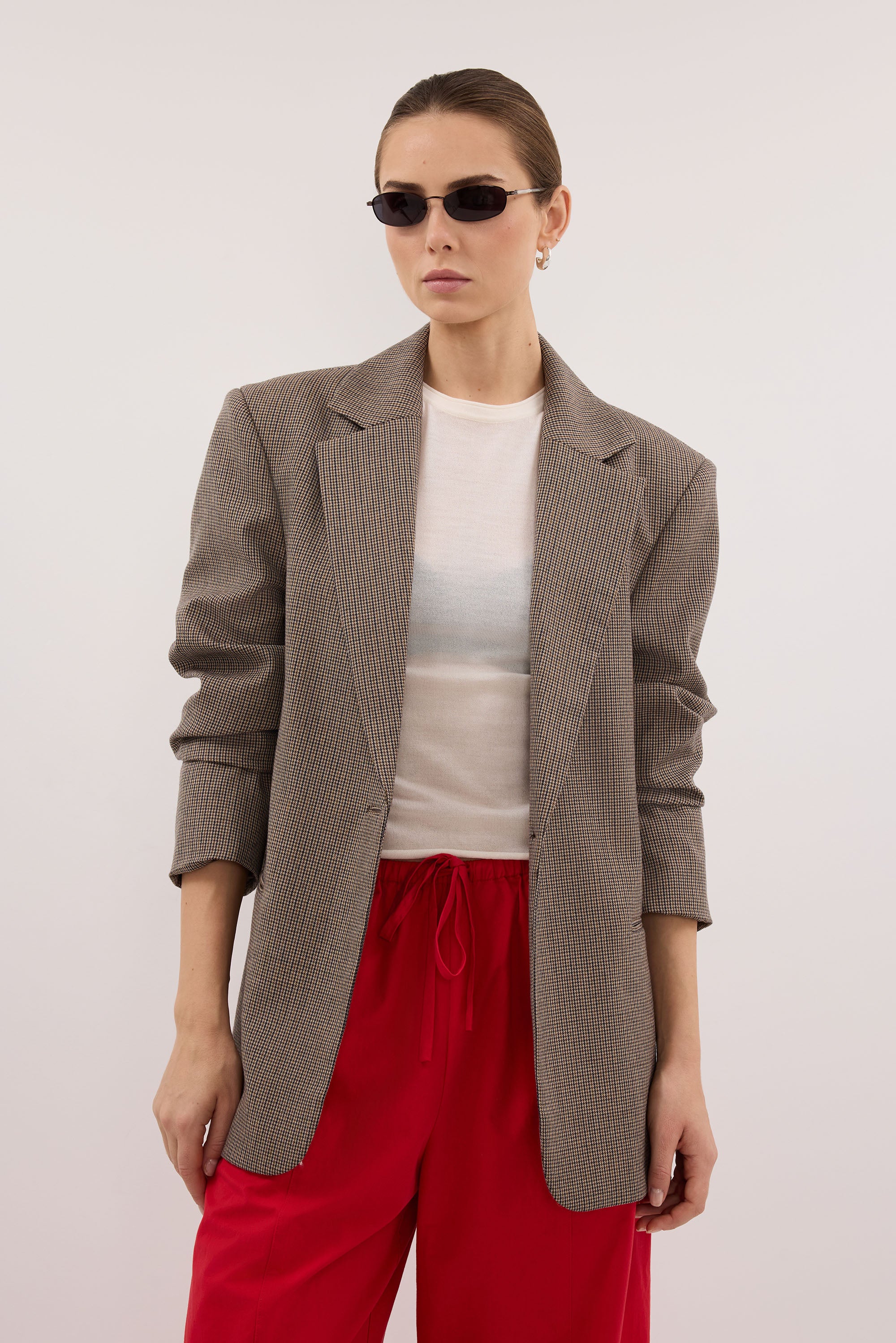 ELLORY BUFF OVERSIZED HOUNDSTOOTH BLAZER