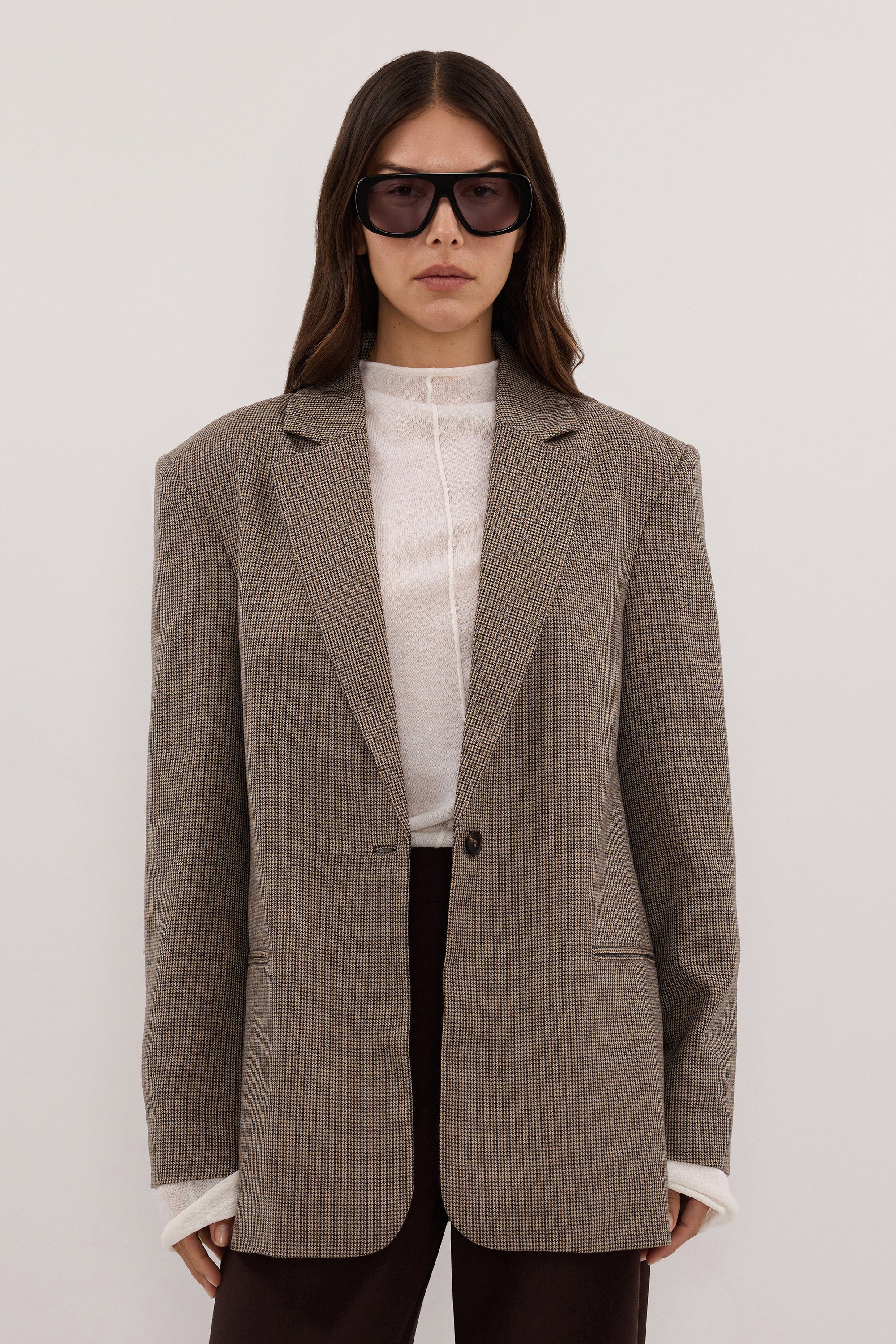 ELLORY BUFF OVERSIZED HOUNDSTOOTH BLAZER