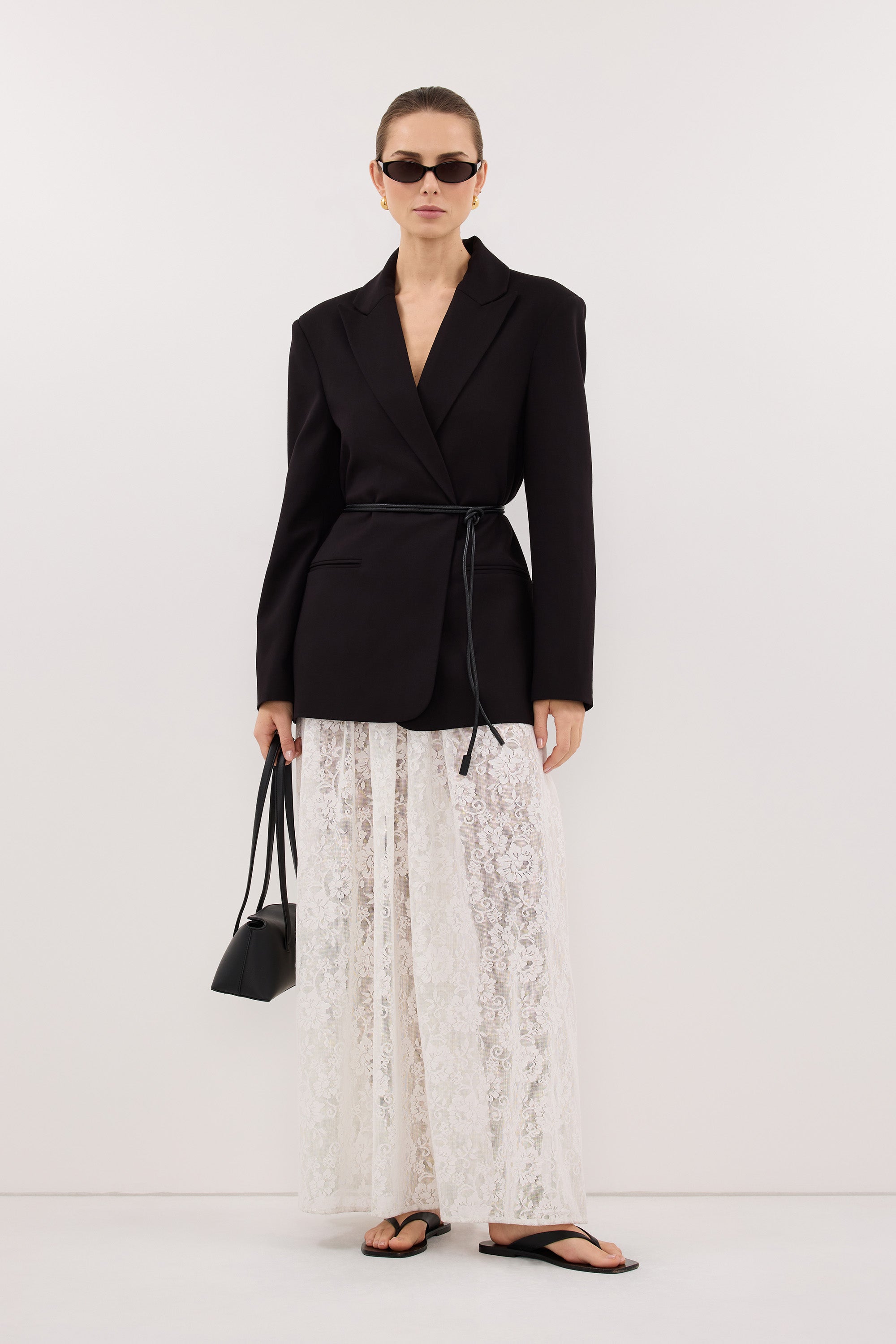 KEATON BLACK SLIM LONGLINE BLAZER