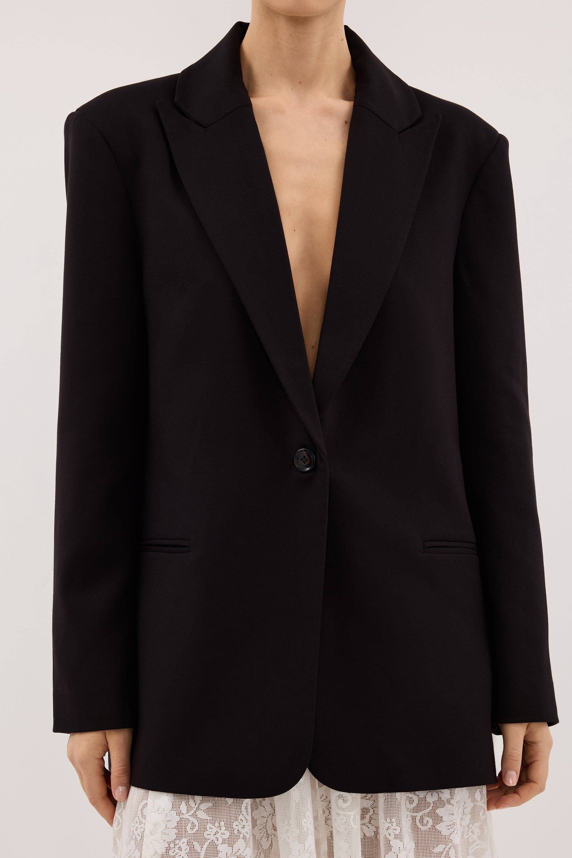 KEATON BLACK SLIM LONGLINE BLAZER
