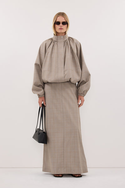 Zoe wearing KALILA ASH BATWING JACKET