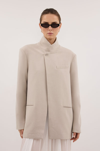 Stas wearing VIDA MUSHROOM STAND COLLAR BLAZER - PRE ORDER