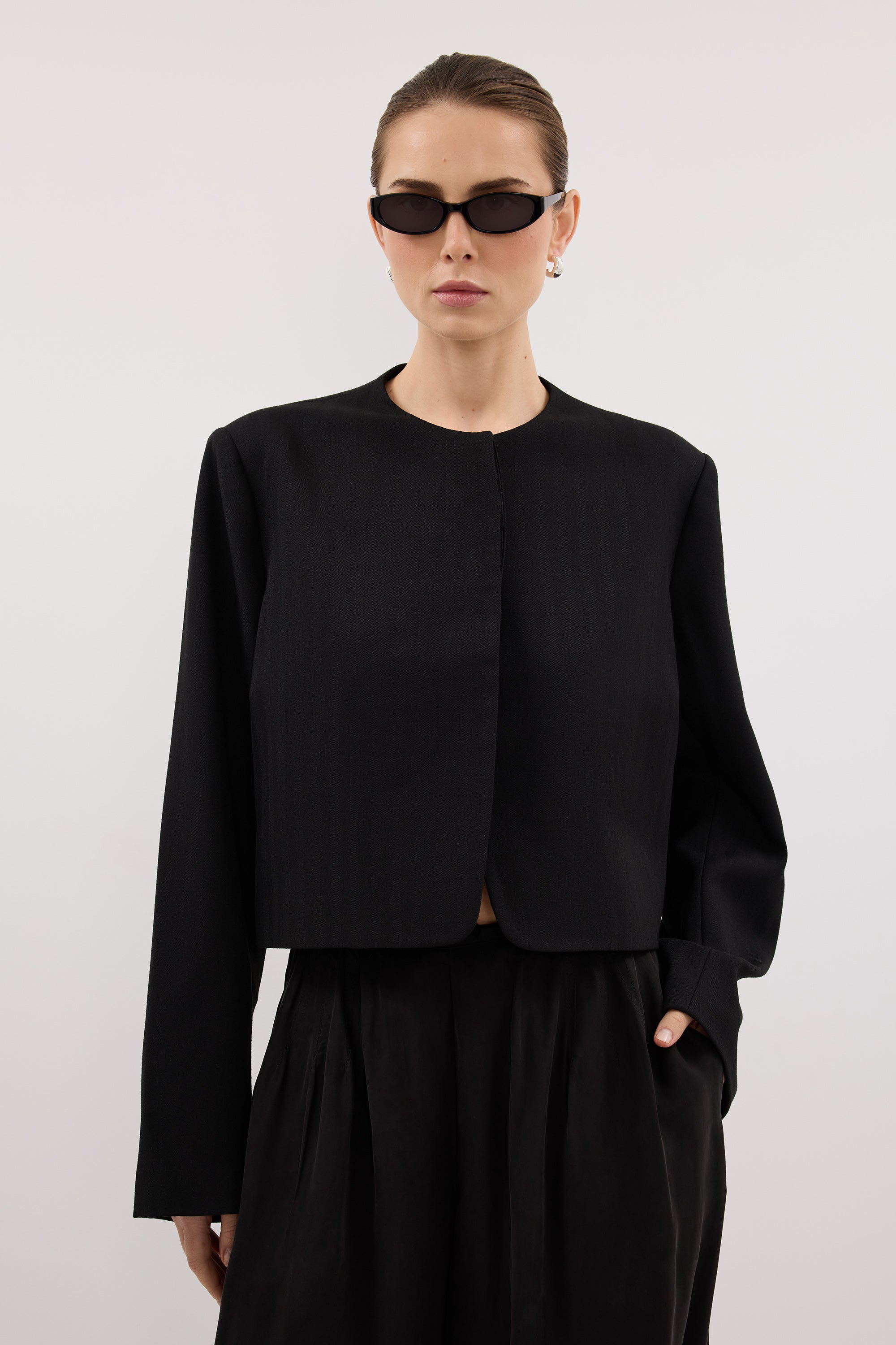 CYRUS BLACK CROPPED BLAZER - PRE ORDER
