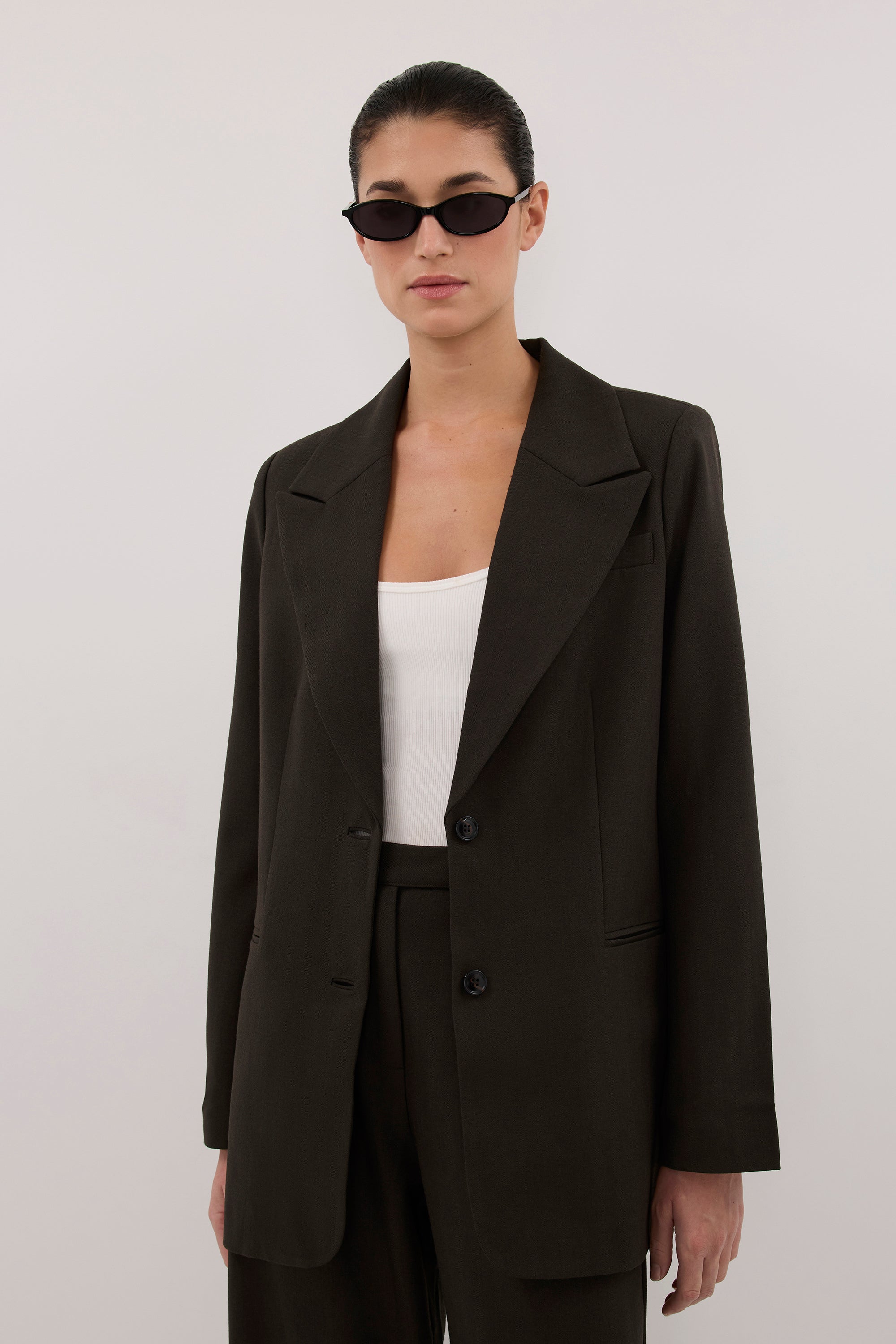 NOA BLACK OLIVE ASYM BACK BLAZER