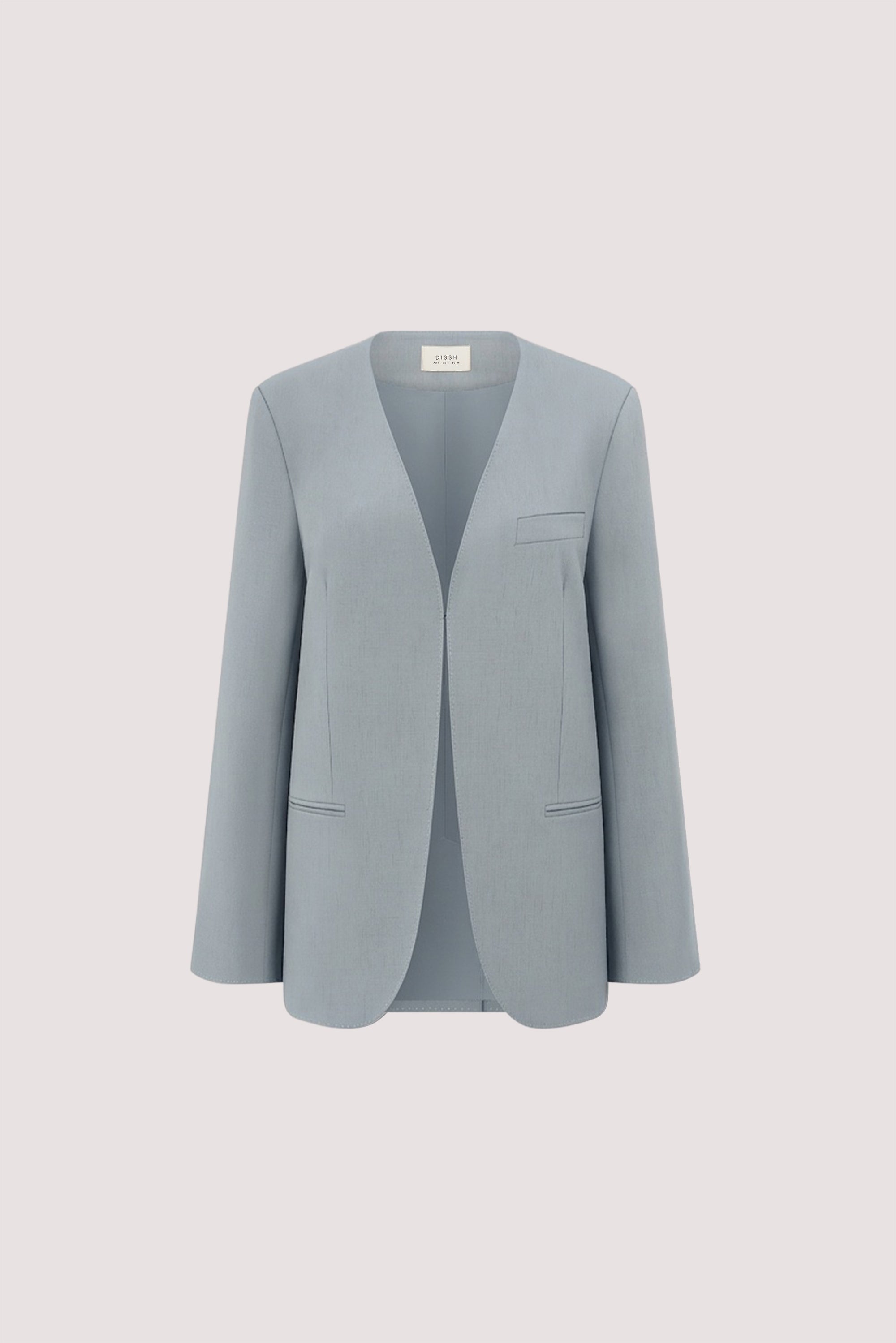 HALINA MINERAL BLUE COLLARLESS BLAZER - PRE ORDER