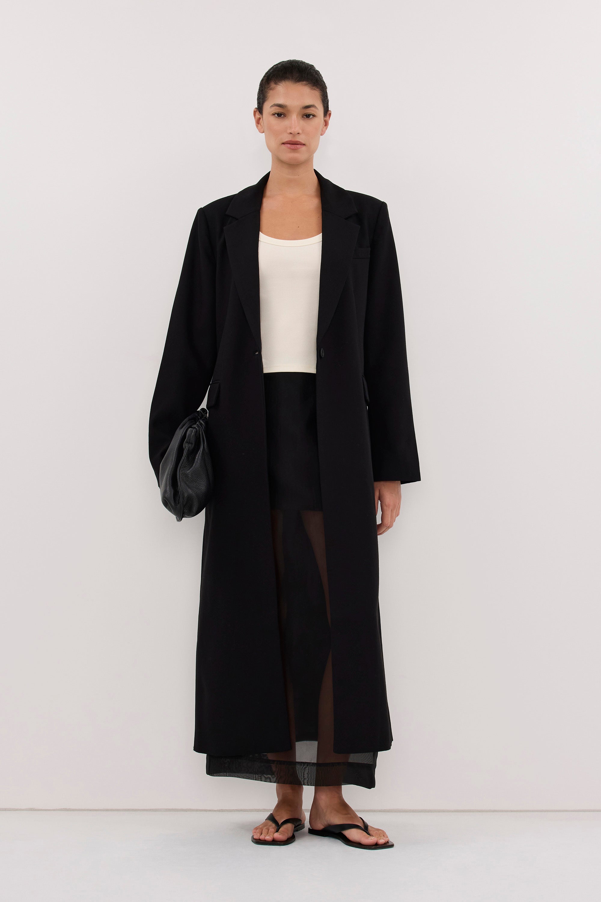 VIDA BLACK LONGLINE BLAZER COAT