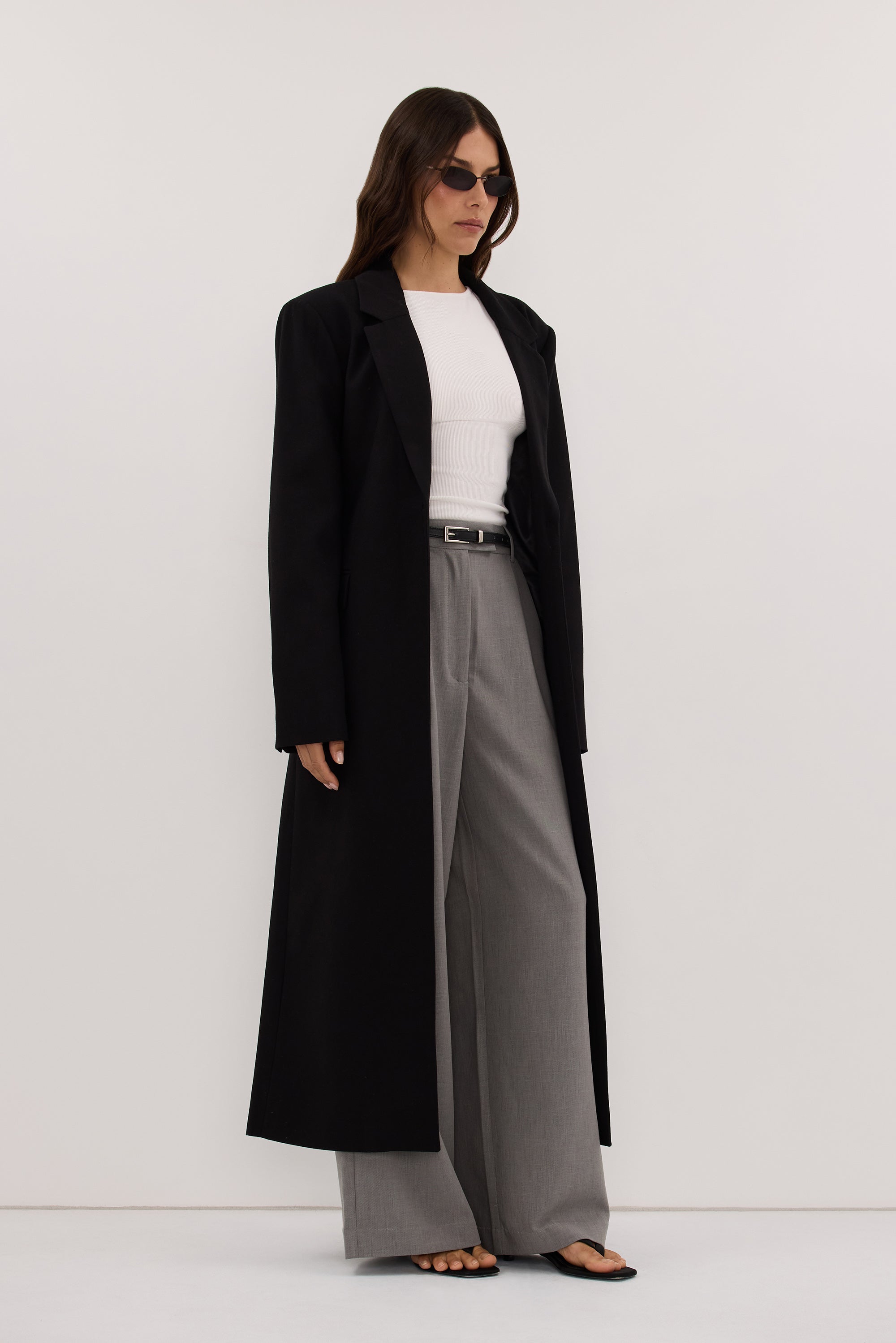 VIDA BLACK LONGLINE BLAZER COAT