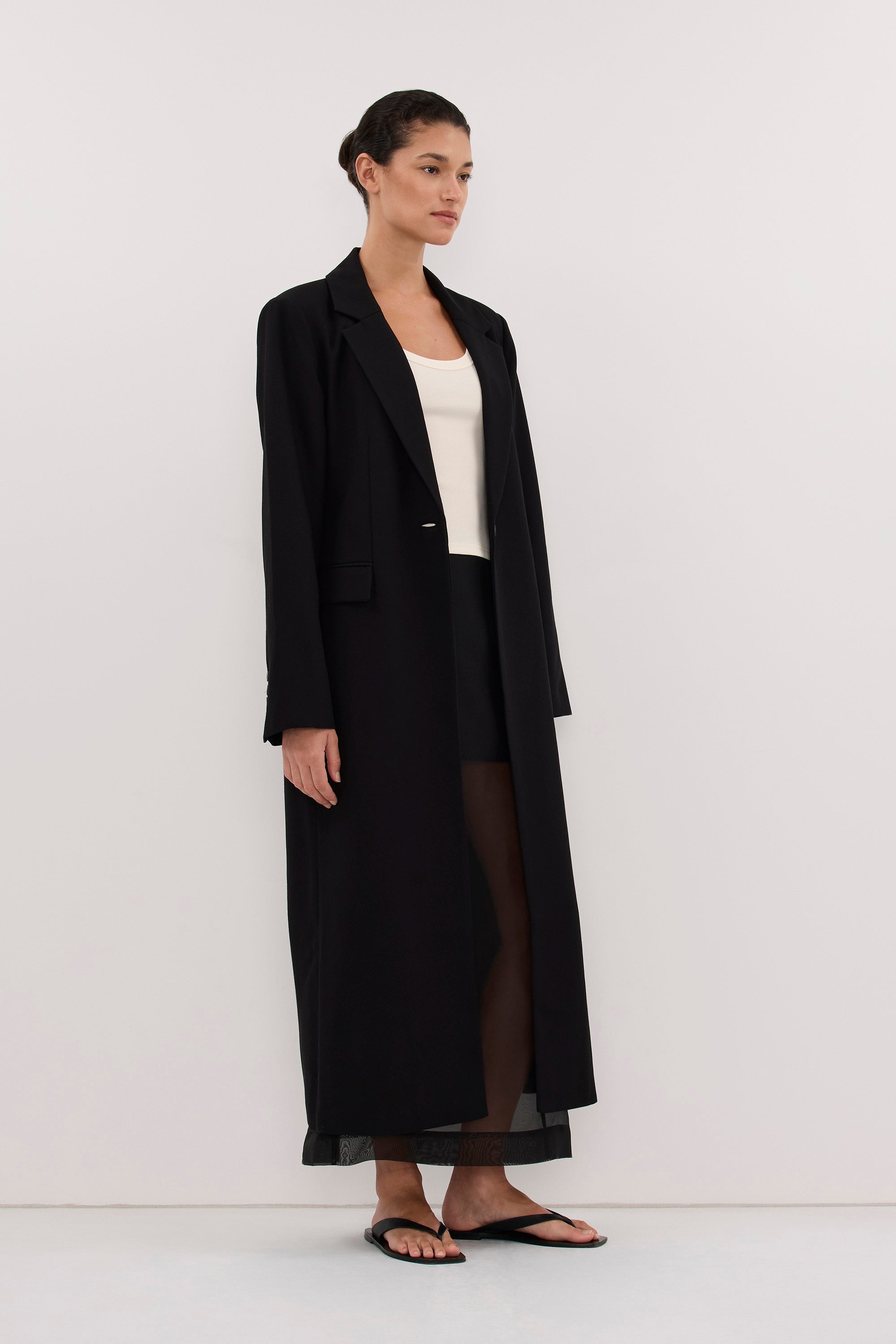 VIDA BLACK LONGLINE BLAZER COAT