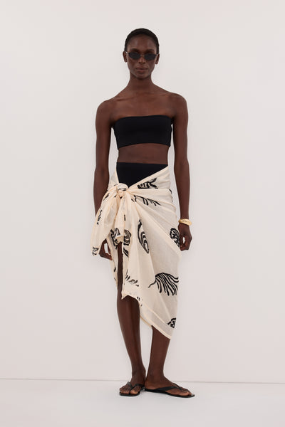 Maguette wearing POSITANO SANDSTONE RAMIE SARONG