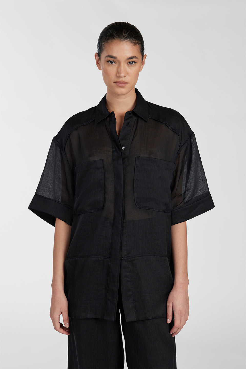 KAI BLACK RAMIE RESORT SHIRT