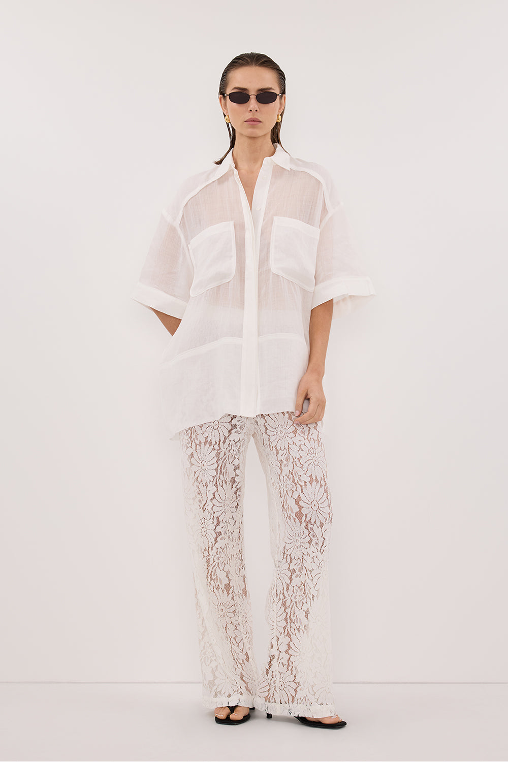 KAI WHITE RAMIE RESORT SHIRT