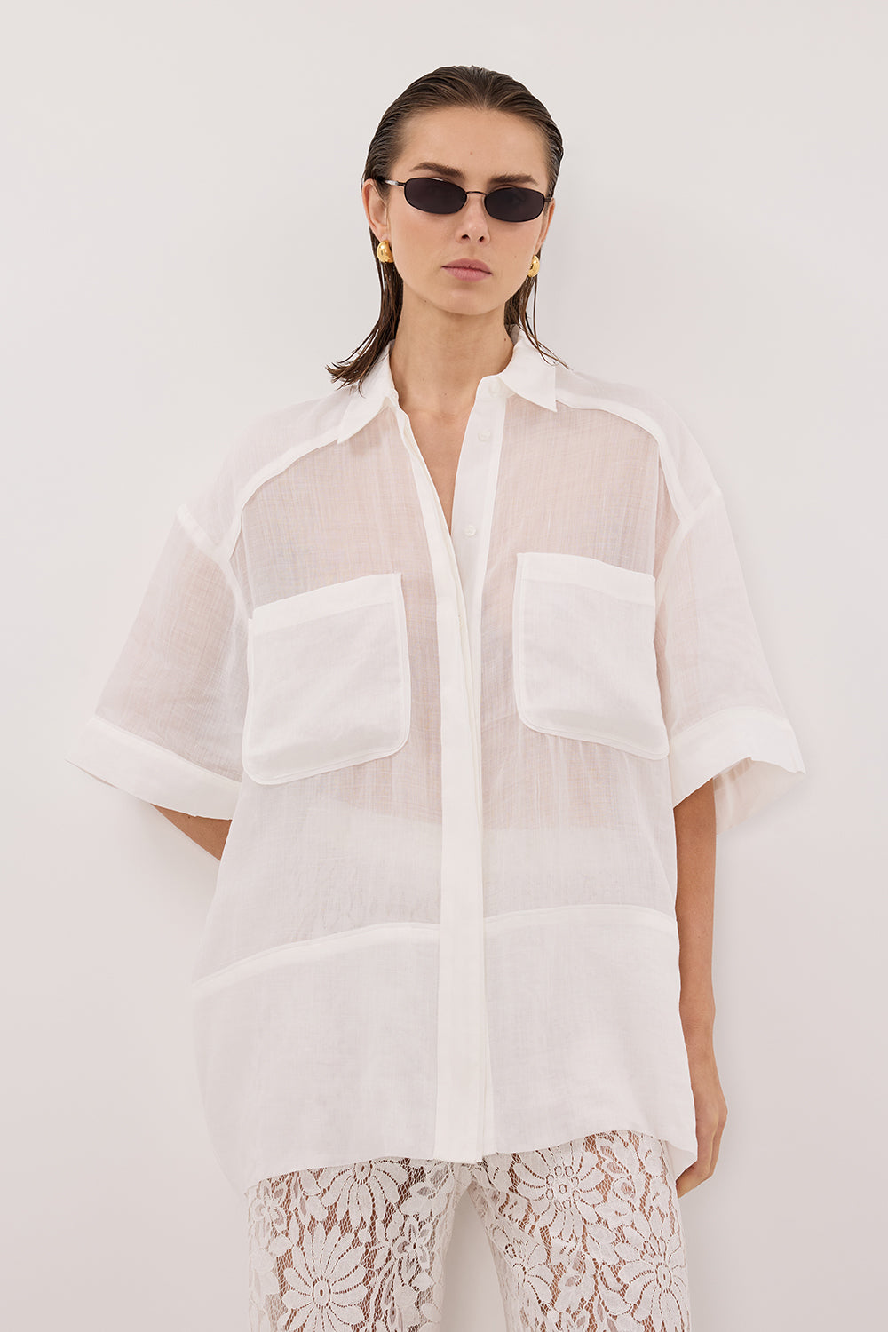 KAI WHITE RAMIE RESORT SHIRT