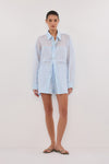 KAI CORNFLOWER OVERSIZED RAMIE LONG SLEEVE SHIRT