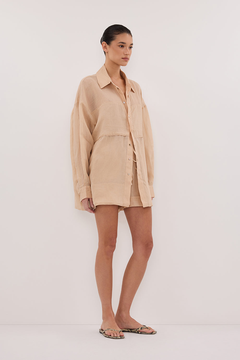 KAI MUSK OVERSIZED RAMIE LONG SLEEVE SHIRT