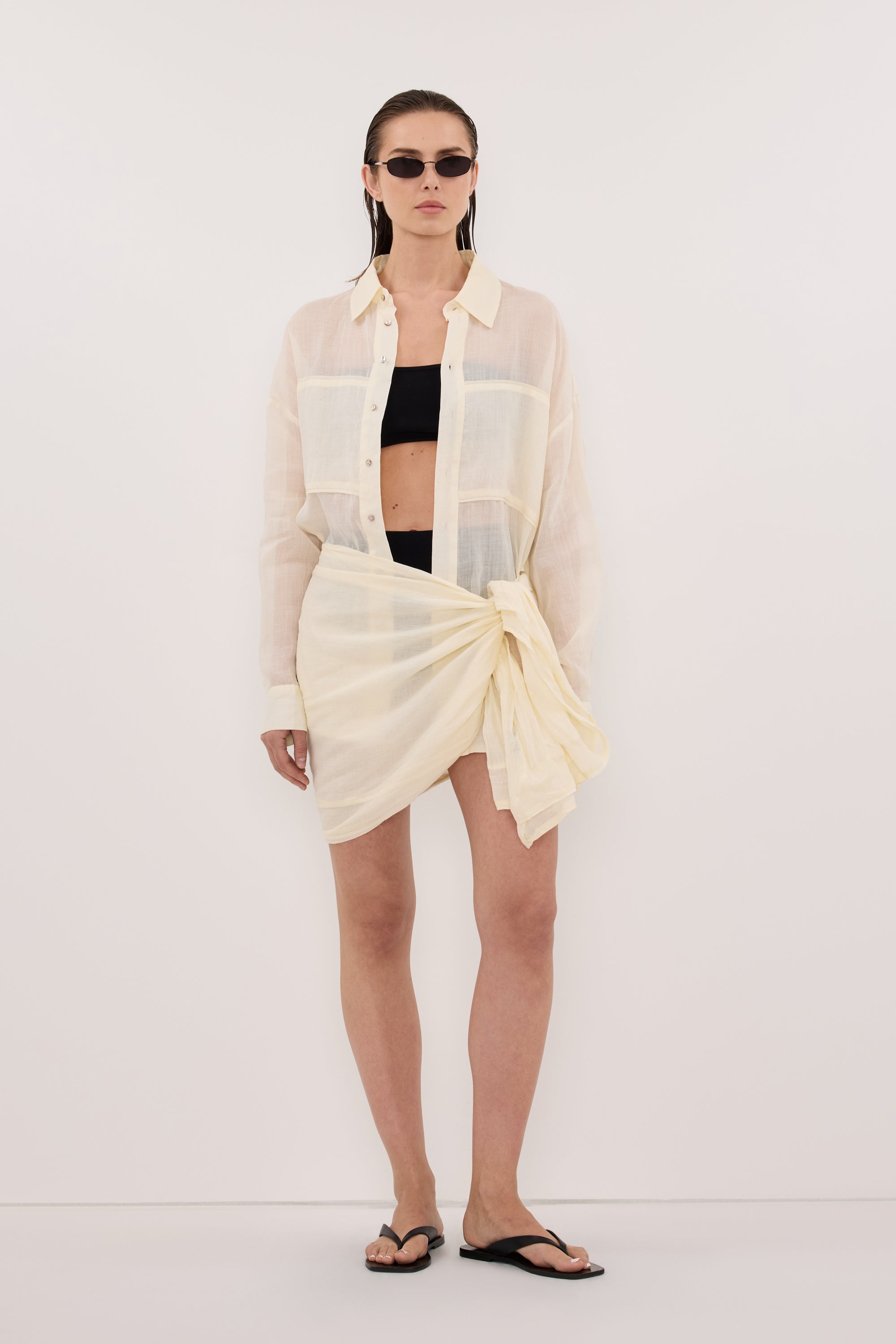 KAI STRAW OVERSIZED RAMIE LONG SLEEVE SHIRT