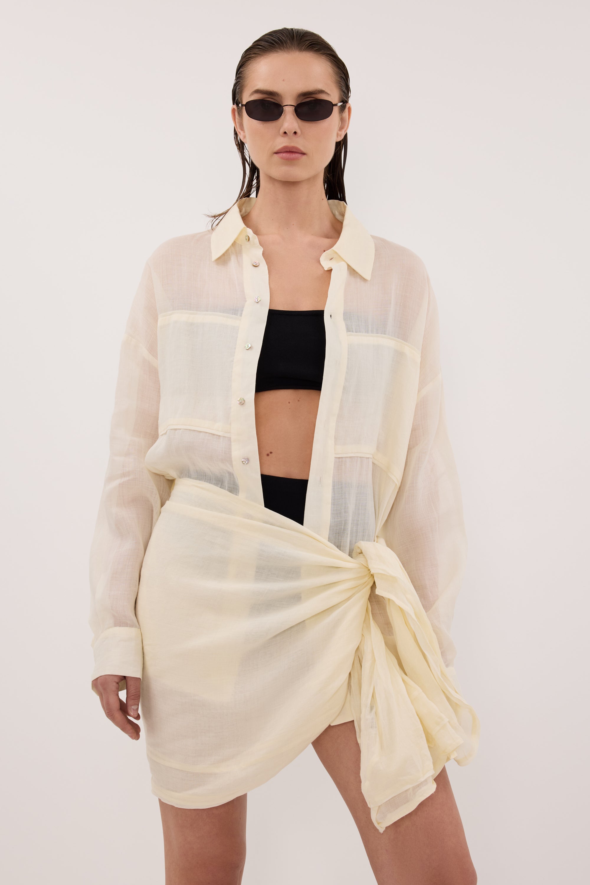 KAI STRAW OVERSIZED RAMIE LONG SLEEVE SHIRT