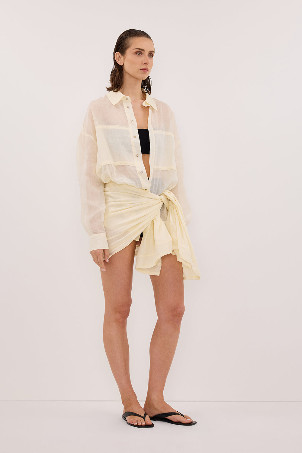 KAI STRAW OVERSIZED RAMIE LONG SLEEVE SHIRT