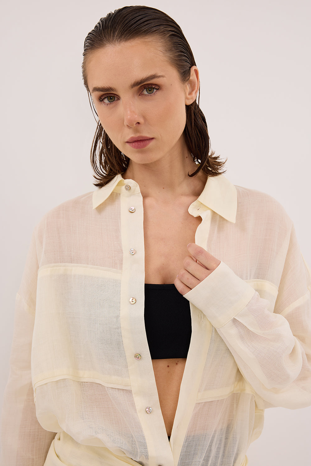 KAI STRAW OVERSIZED RAMIE LONG SLEEVE SHIRT