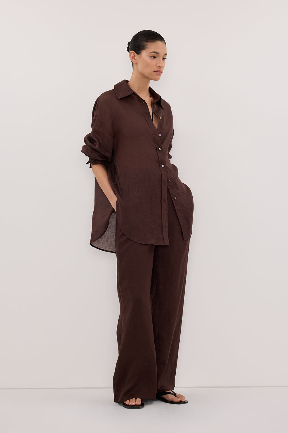 GINNY BURNT CHOC RAMIE SHIRT – DISSH