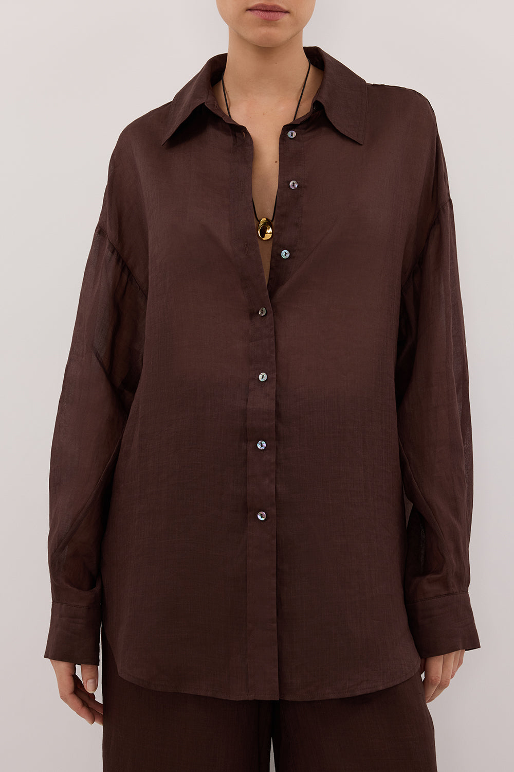 GINNY BURNT CHOC RAMIE SHIRT – DISSH
