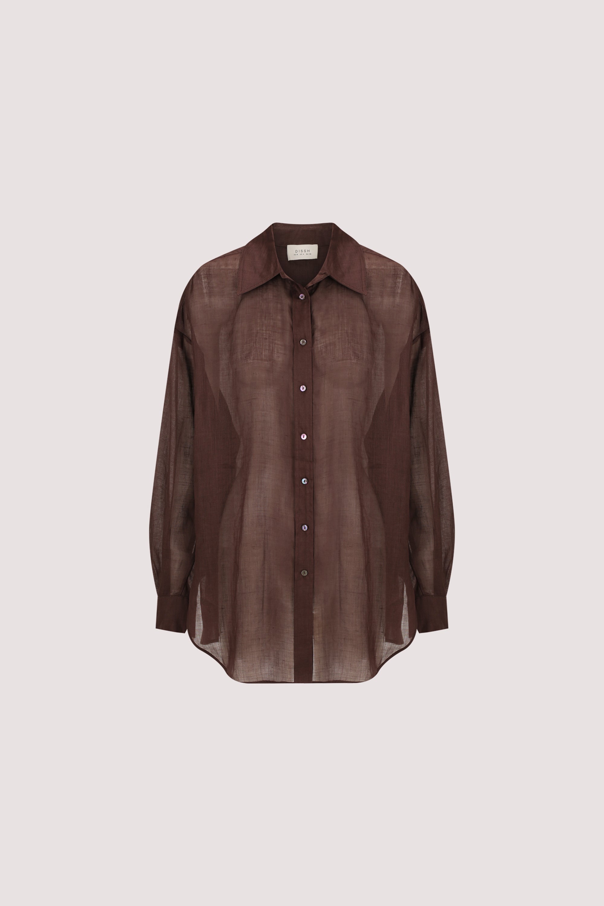 GINNY BURNT CHOC LONG SLEEVE RAMIE SHIRT