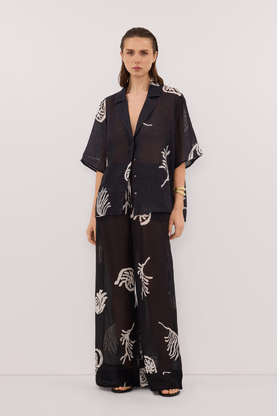 Stas wearing POSITANO BLACK RAMIE SHIRT