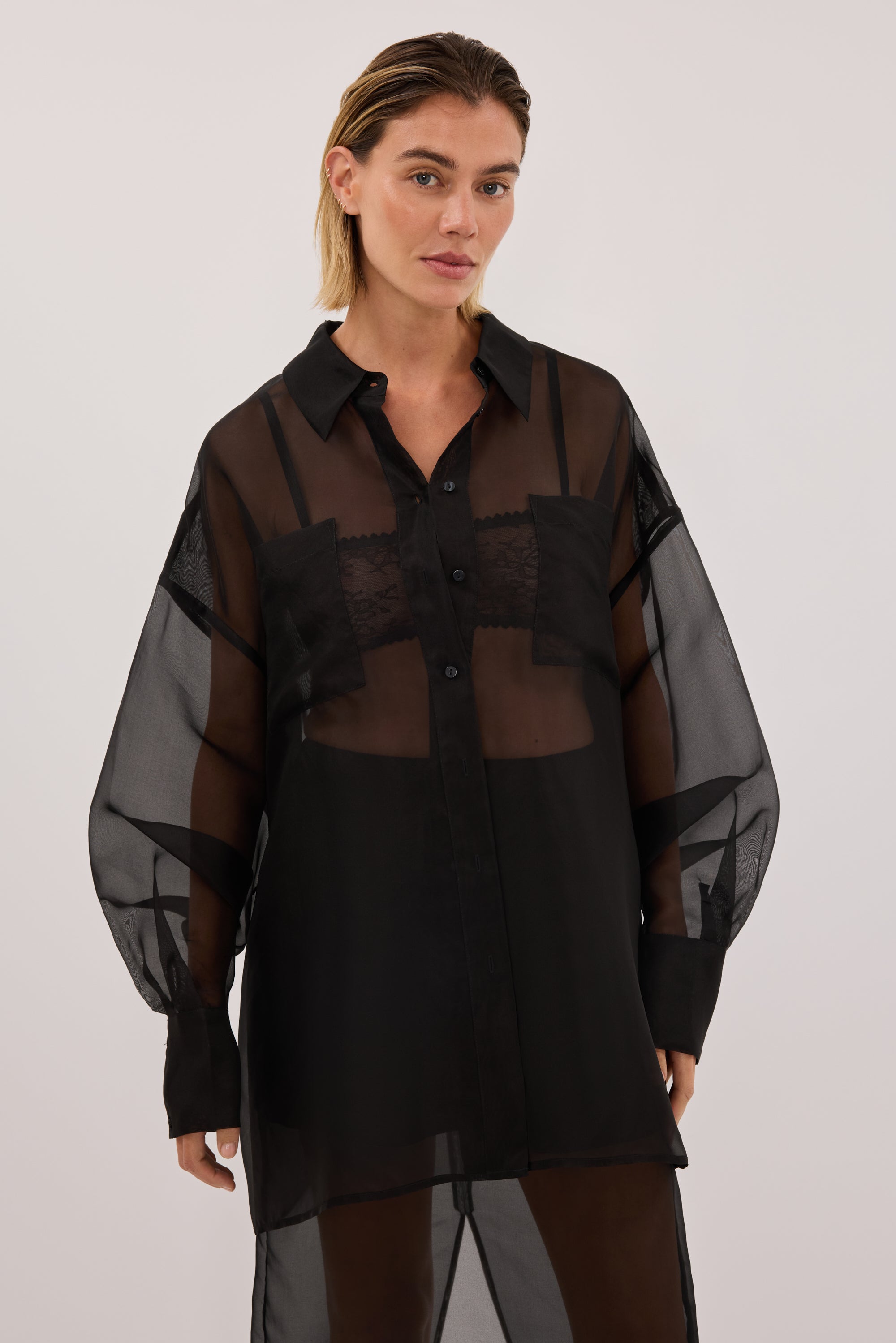 【Todayful】organdy sheer shirt Sheer Lavandula Long Sleeve Shirt – BODE