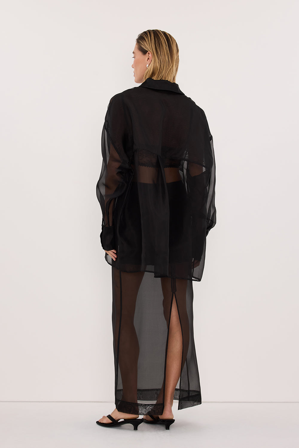 SIAN BLACK SILK ORGANZA SHIRT