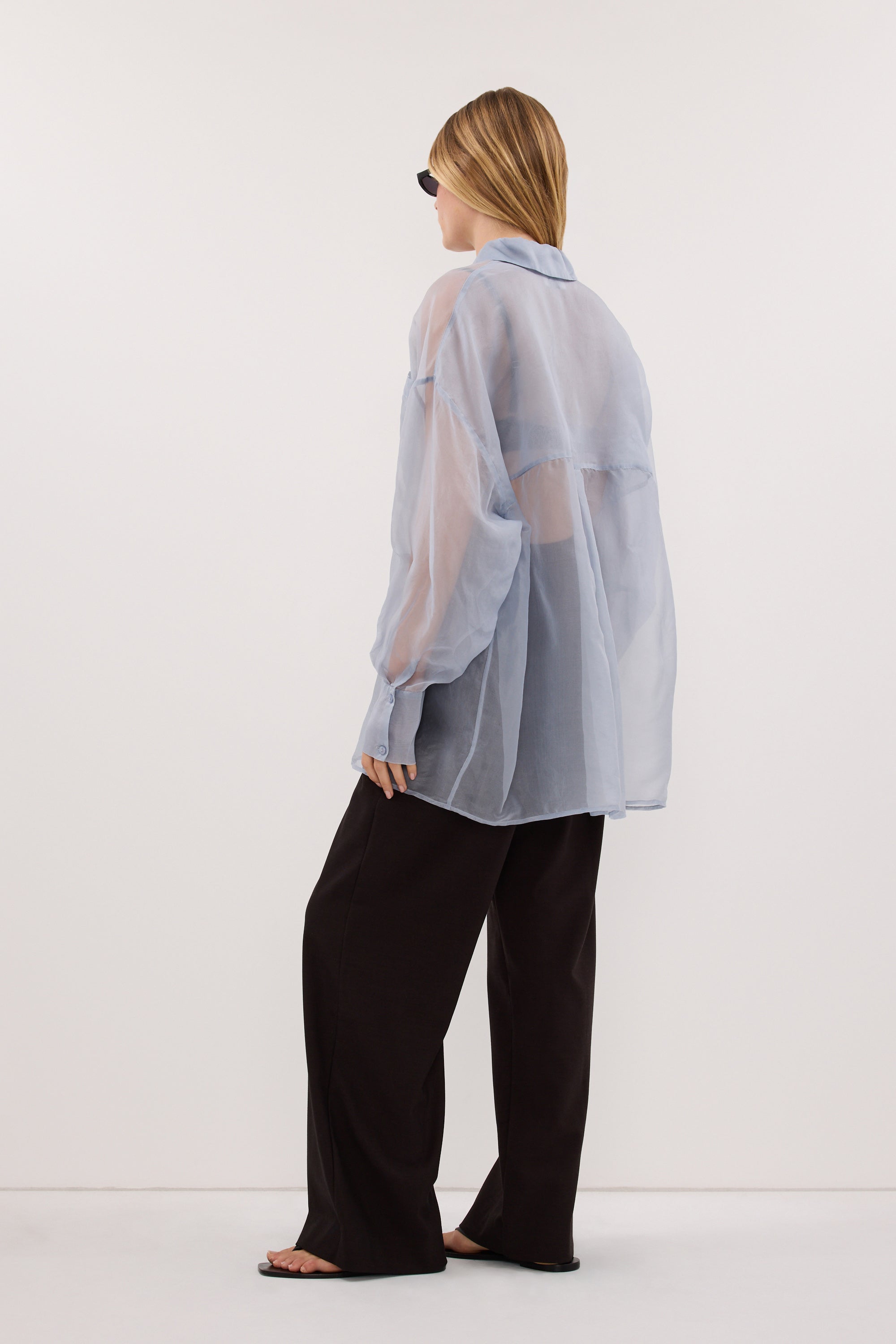 SIAN DUSTY BLUE SILK ORGANZA SHIRT