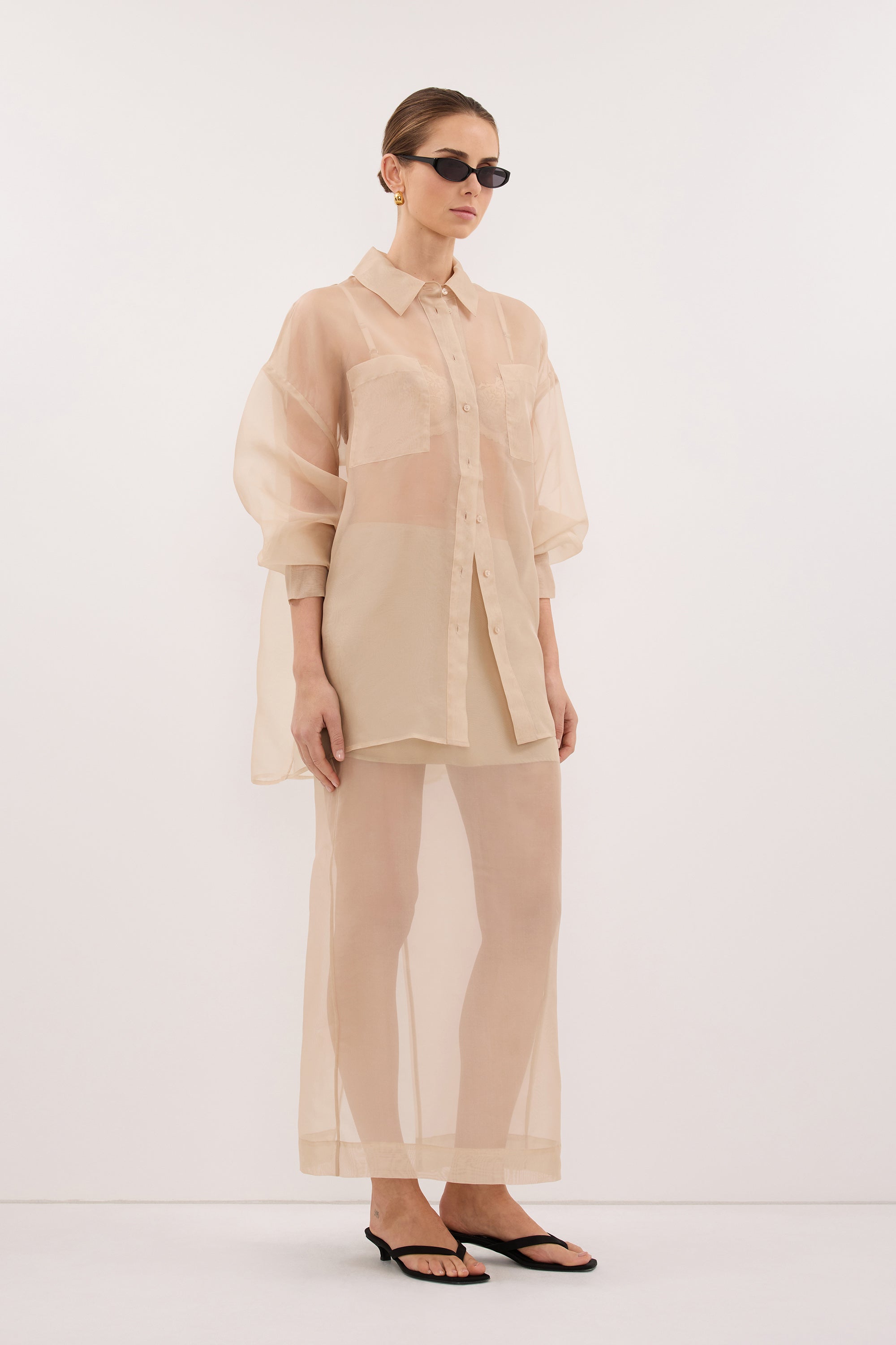 SIAN GOLD SILK ORGANZA SHIRT