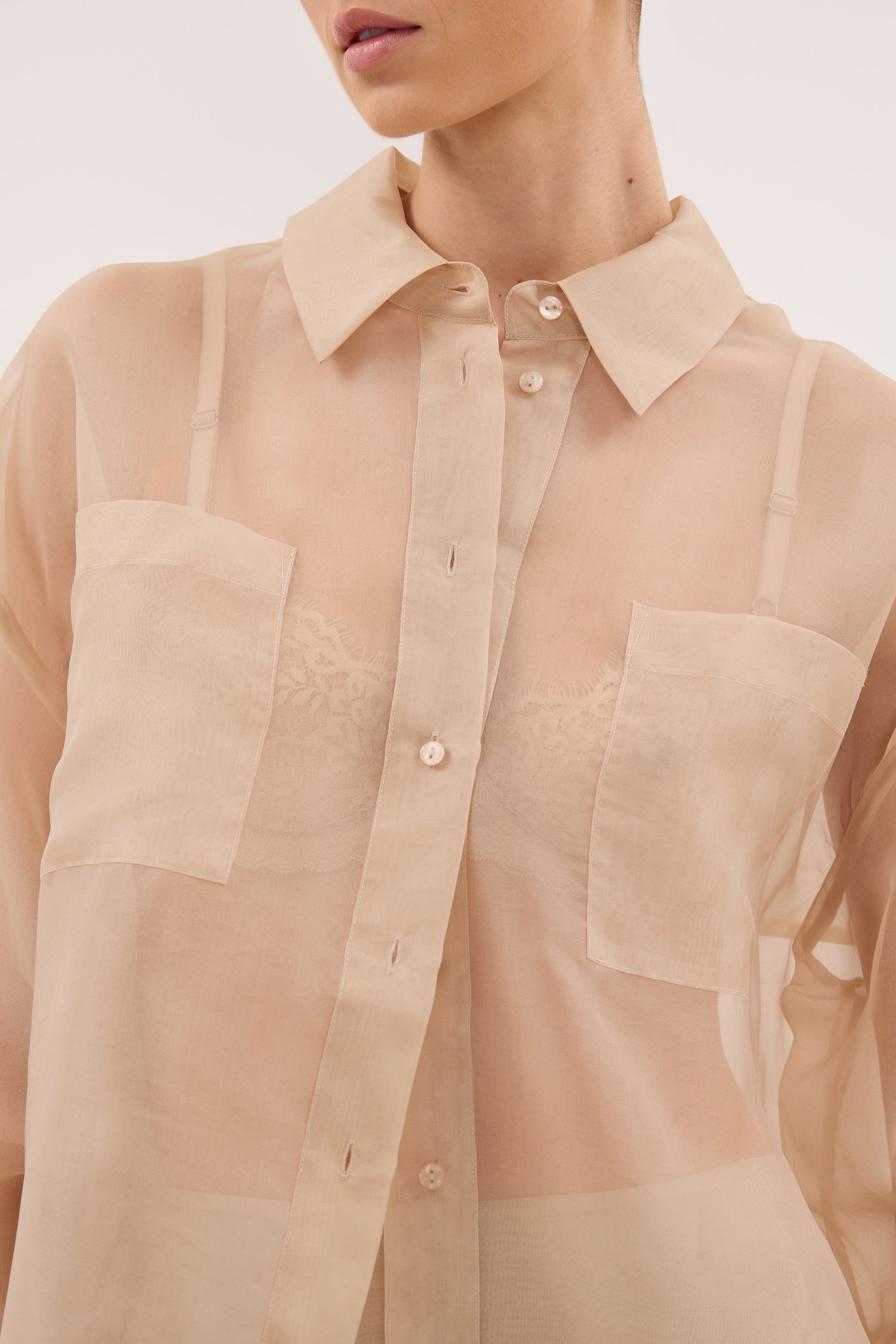 Sian Silk Organza Shirt in Gold By DISSH | Matching Set Sian Silk Organza Shirt in Gold By DISSH | Matching Set