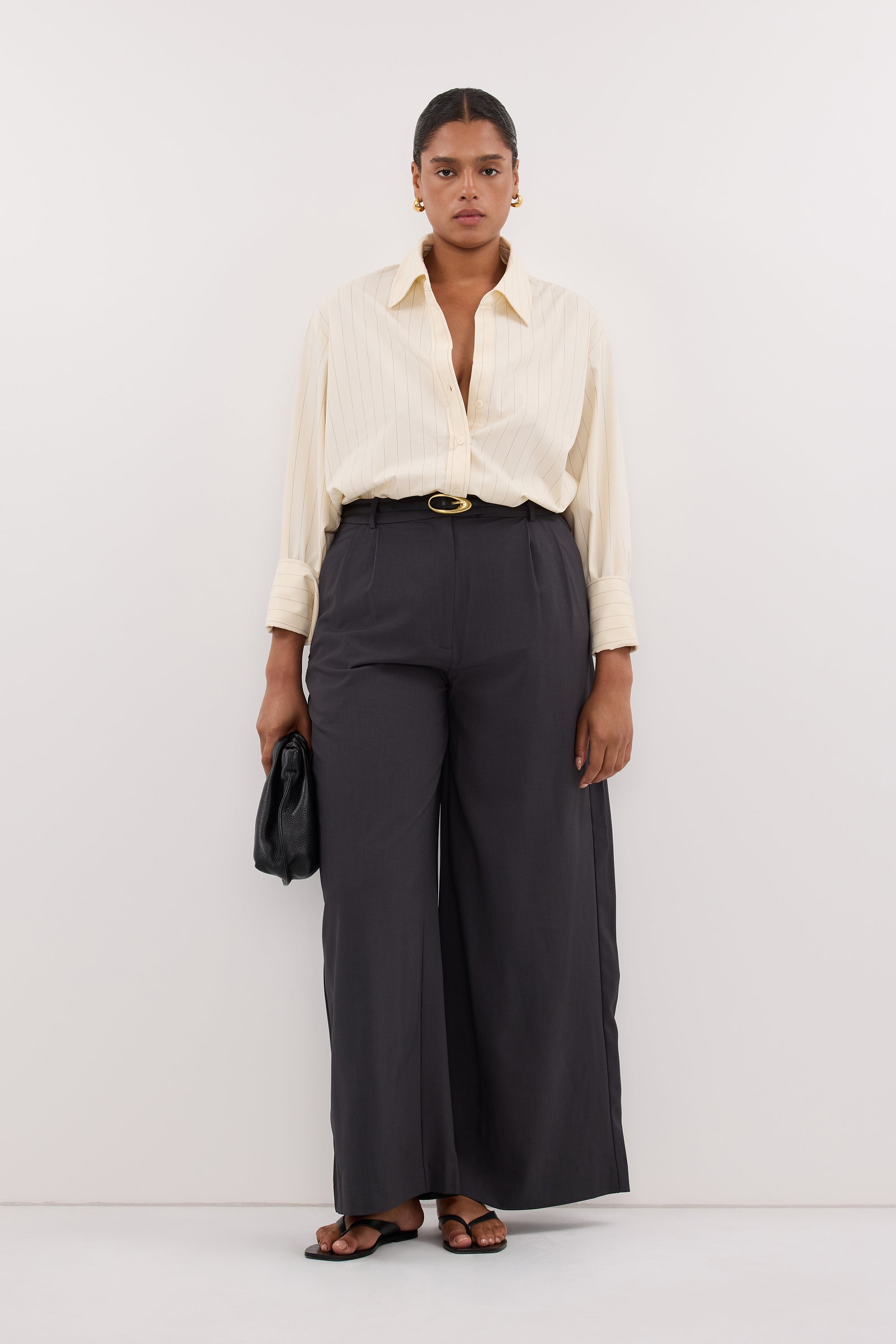 SIAN CREAM PINSTRIPE LONG SLEEVE SHIRT