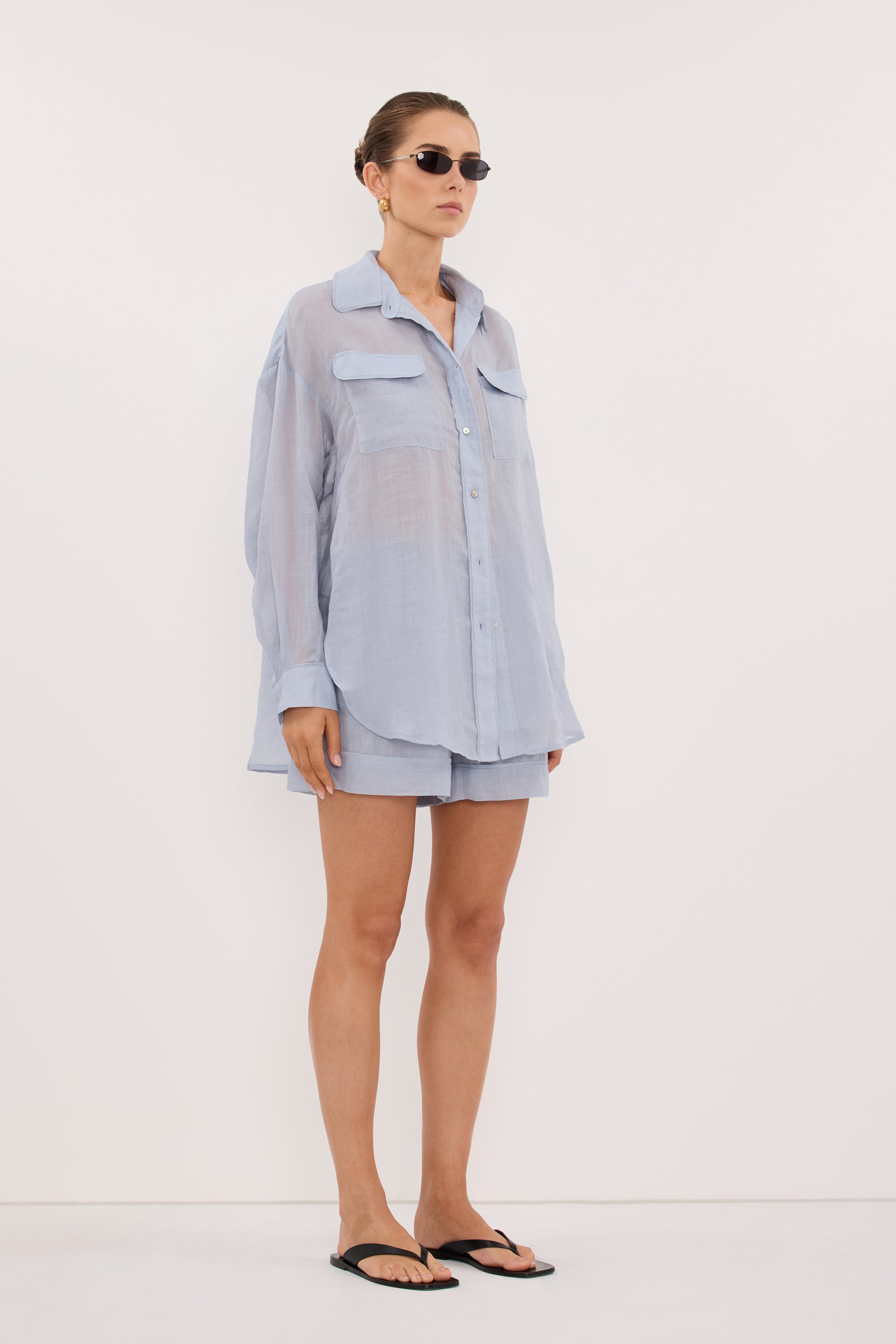 TENLEY DUSTY BLUE RAMIE SHIRT