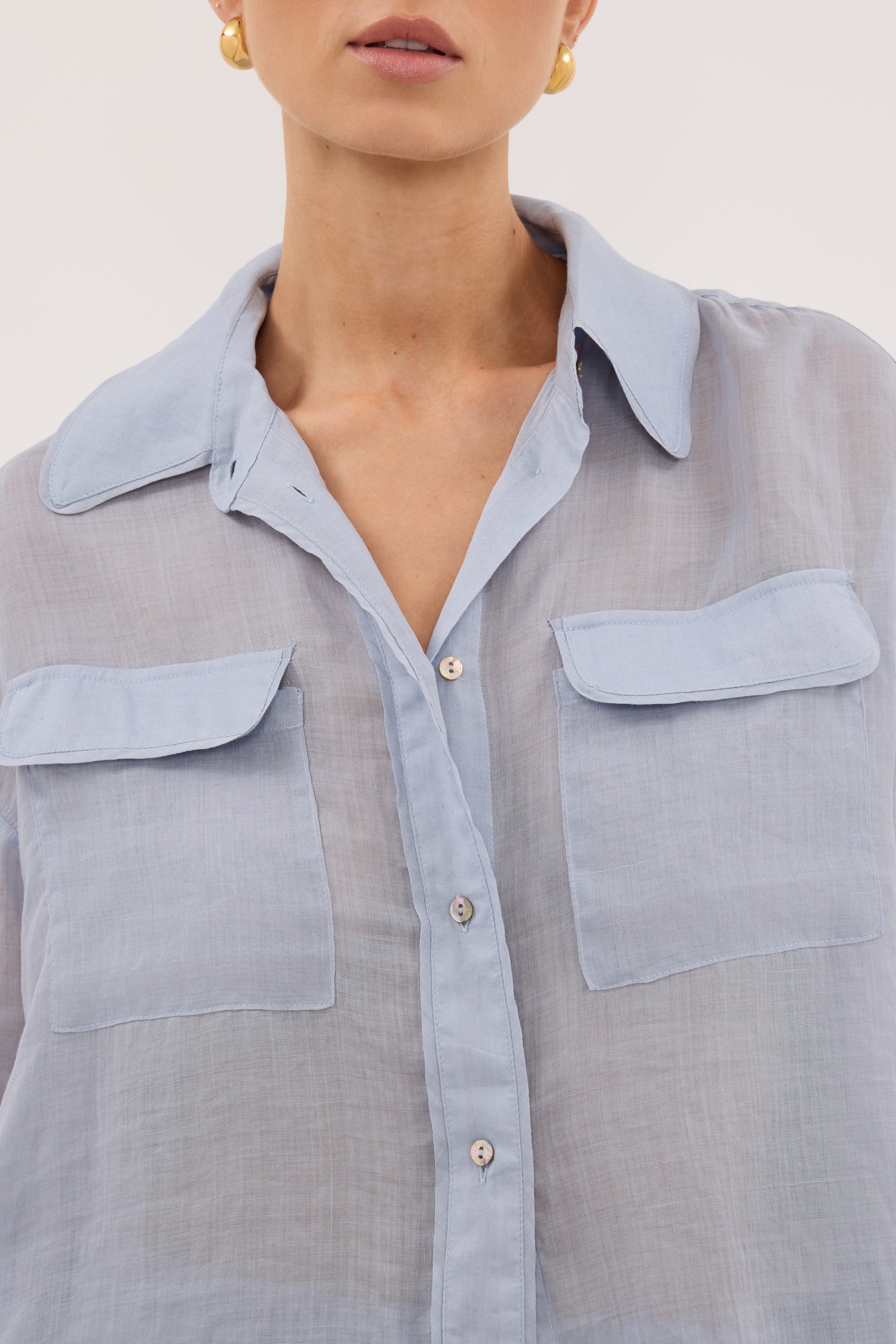 TENLEY DUSTY BLUE RAMIE SHIRT