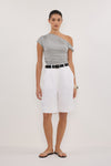 RIO SILVER MARLE DRAPED TWIST KNIT TOP