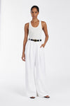 ALMA WHITE TEXTURED SCOOP KNIT TANK