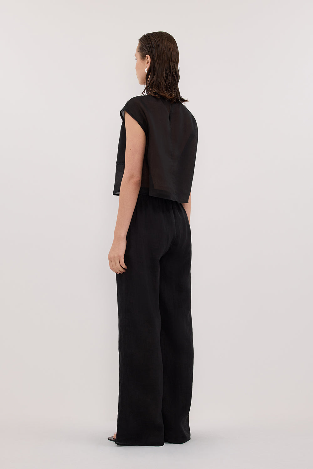 KAI BLACK RAMIE PANELLED TOP