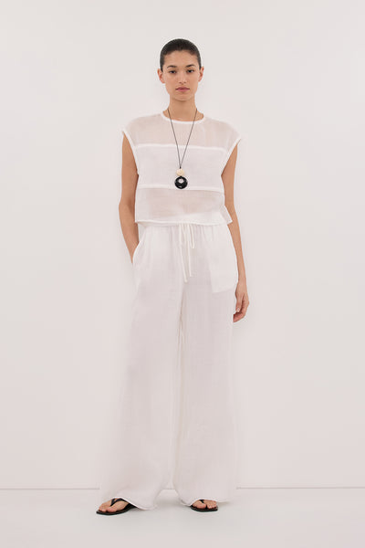 Aude wearing KAI WHITE RAMIE PANELLED TOP