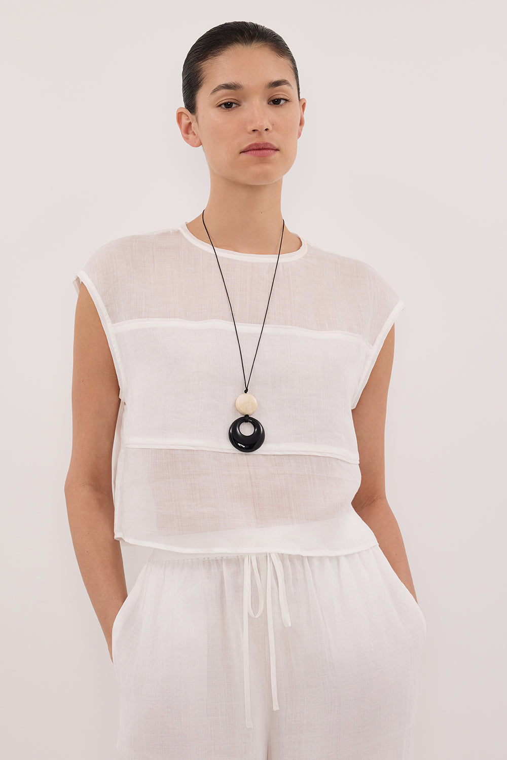KAI WHITE RAMIE PANELLED TOP